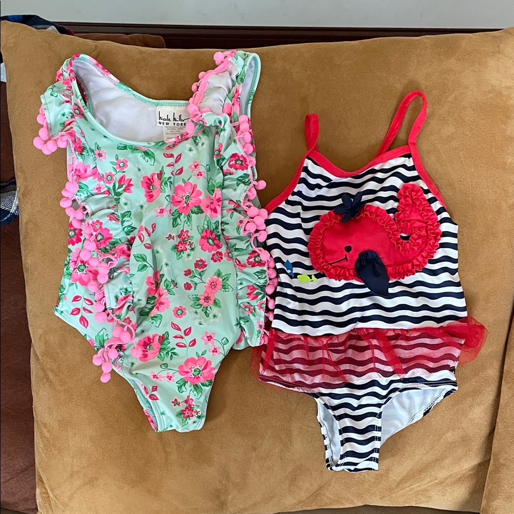 Nicole Miller Floral and Striped Swimsuit Set